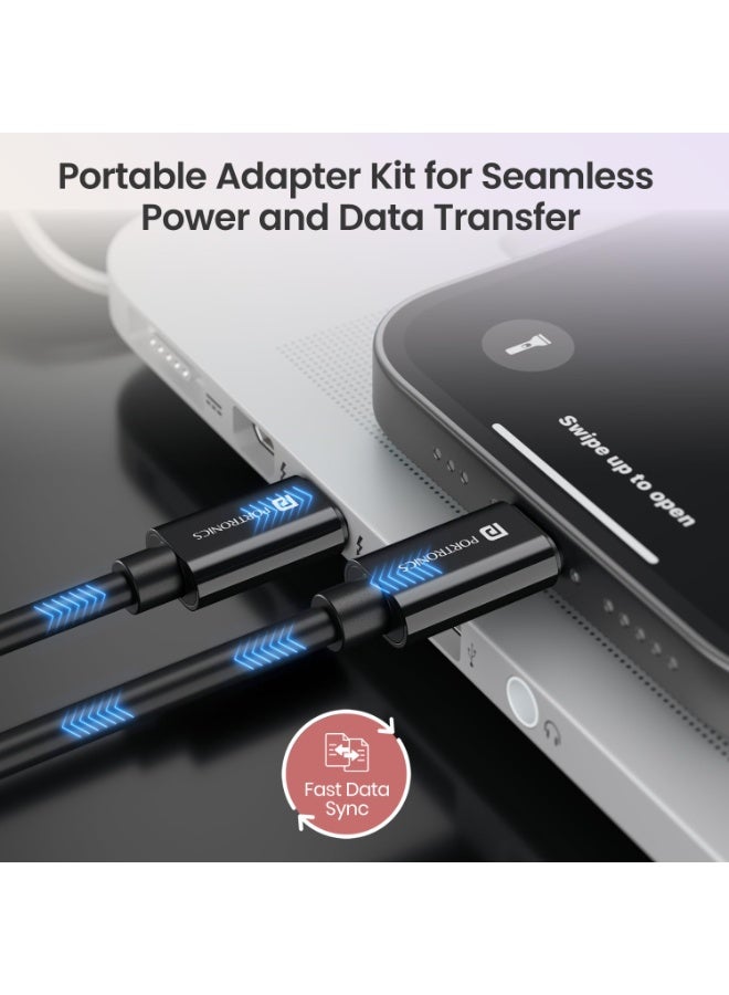 Portronics Snapcase 4 60W Multifunctional Fast Charging Data Cable Transparent Kit, Conversion Set USB A & Type C to Male Micro/Type C/Lightning, Data Transfer, Sim Storage, Sim Eject Pin,Pocket Size - Image 2
